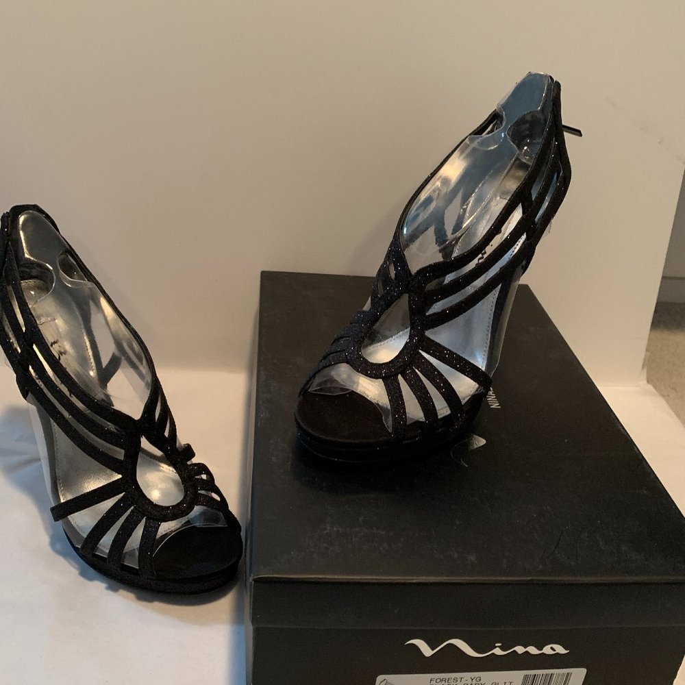Women Shoes-NINA  Black  Glitter -Brand New still in box